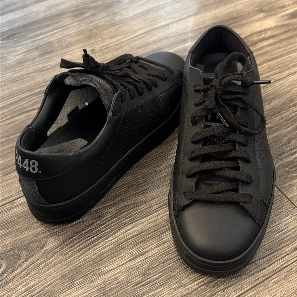 P448 Women’s All-Black Leather Low-Top Sneakers